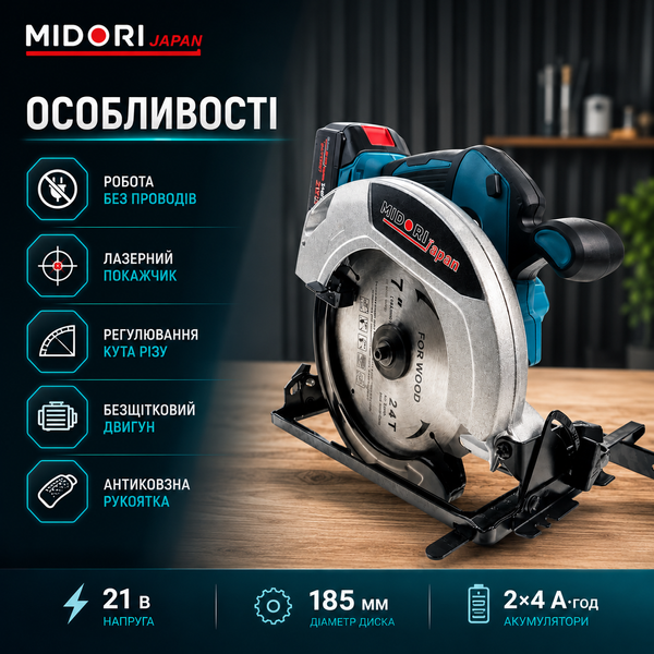 Торцовочная пила аккумуляторная Boxer 21В дисковая торцовка по дереву 15696 фото