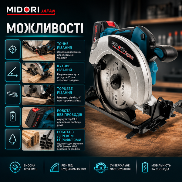 Торцовочная пила аккумуляторная Boxer 21В дисковая торцовка по дереву 15696 фото