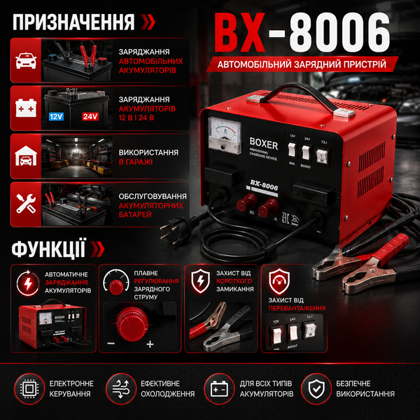 Зарядное устройство для автомобильного аккумулятора B-8006 автоматическое 15751 фото