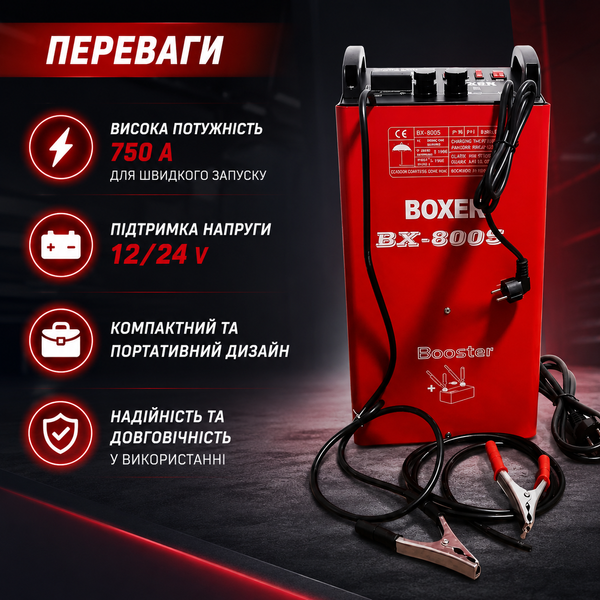 Пуско-зарядний пристрій для автомобіля B-8005 750A 12/24V бустер 15753 фото