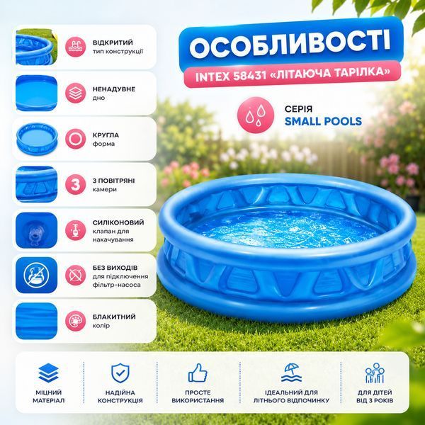Басейн надувний Intex на 790л, від 3 років 58431  15343 фото