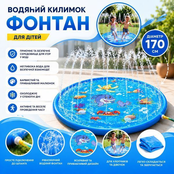 Дитячий надувний килимок-фонтан HandyHeat (170 см) 15287 фото