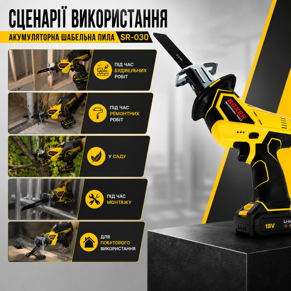Шабельна пила акумуляторна R-030 18В електрична ручна ножівка 15703 фото